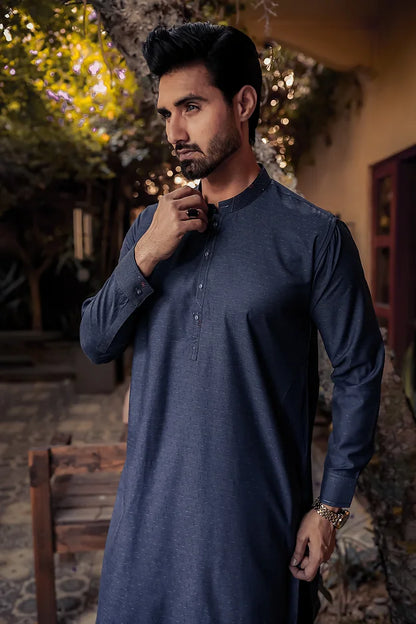 Dark Gray Men's Kurta Shalwar Ensemble