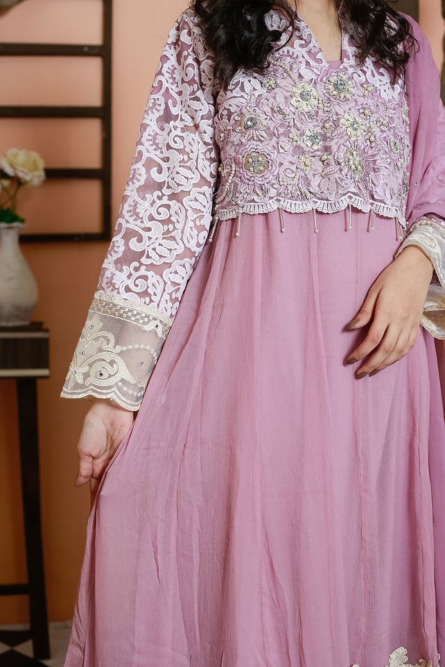 Lavender Embroidered Anarkali Ensemble