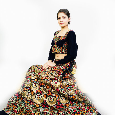 Embroidered Velvet Lehenga Choli