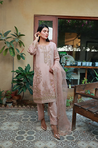 Elegant Beige Embroidered Ensemble