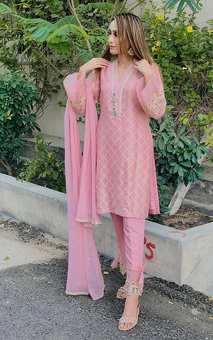 Shining Peach Rawsilk Attire