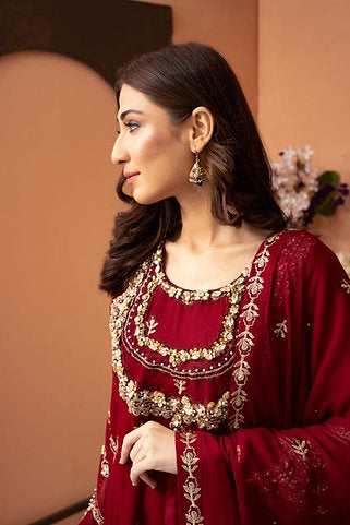 Embroidered Elegance Red Ensemble