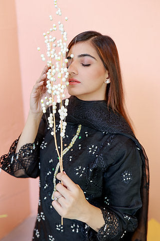 Black Embroidered Dress with Dupatta