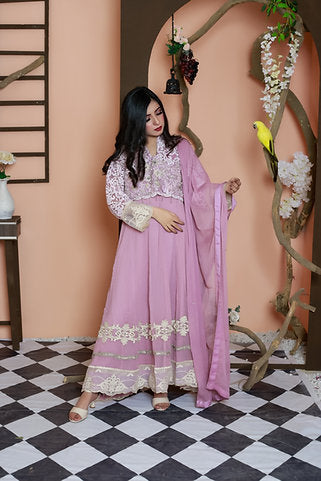 Lavender Embroidered Anarkali Ensemble