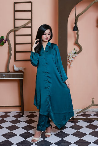 Teal Elegance Ankle-Length Ensemble