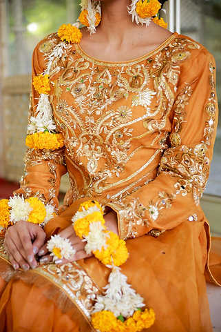 Orange Embroidered Anarkali with Dupatta