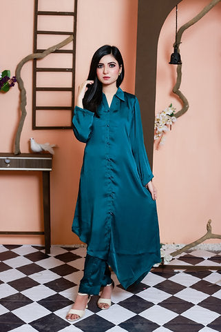 Teal Elegance Ankle-Length Ensemble