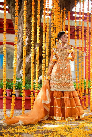 Orange Embroidered Anarkali with Dupatta