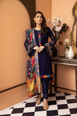 Embroidered Blue Elegance Ensemble