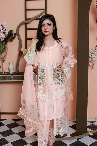 Embroidered Elegance with Flared Sleeves