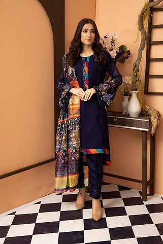 Embroidered Blue Elegance Ensemble