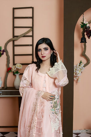 Embroidered Elegance with Flared Sleeves