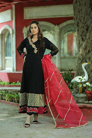 Black Chiffon Frock Attire