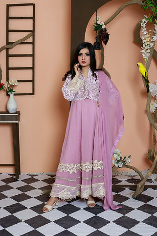 Lavender Embroidered Anarkali Ensemble