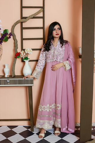 Lavender Embroidered Anarkali Ensemble