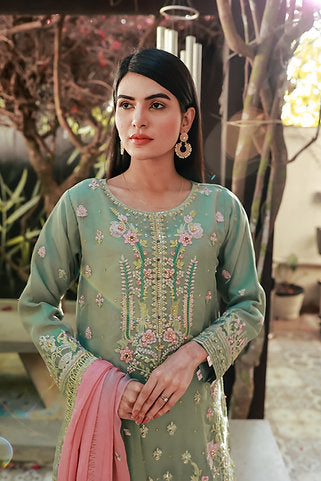 Embroidered Elegance Green Ensemble