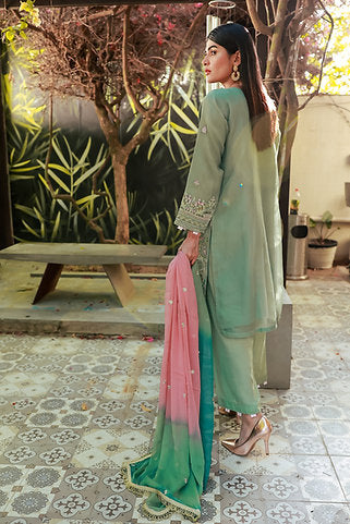 Embroidered Elegance Green Ensemble